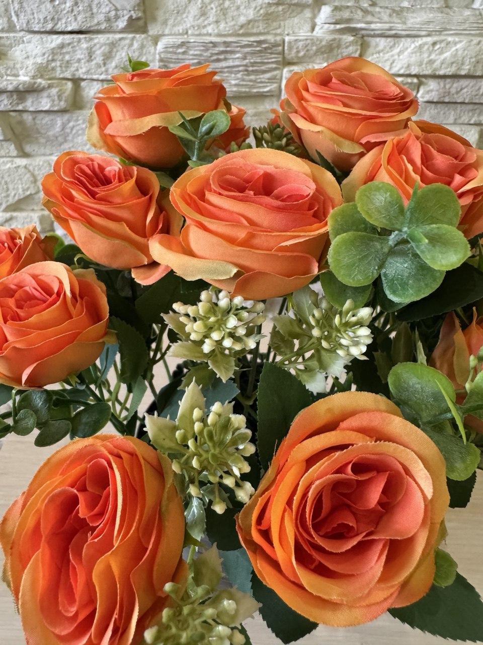 Букет троянди в кашпо ПЛАСТМАКС Помаранчевий (R0205) - фото 4