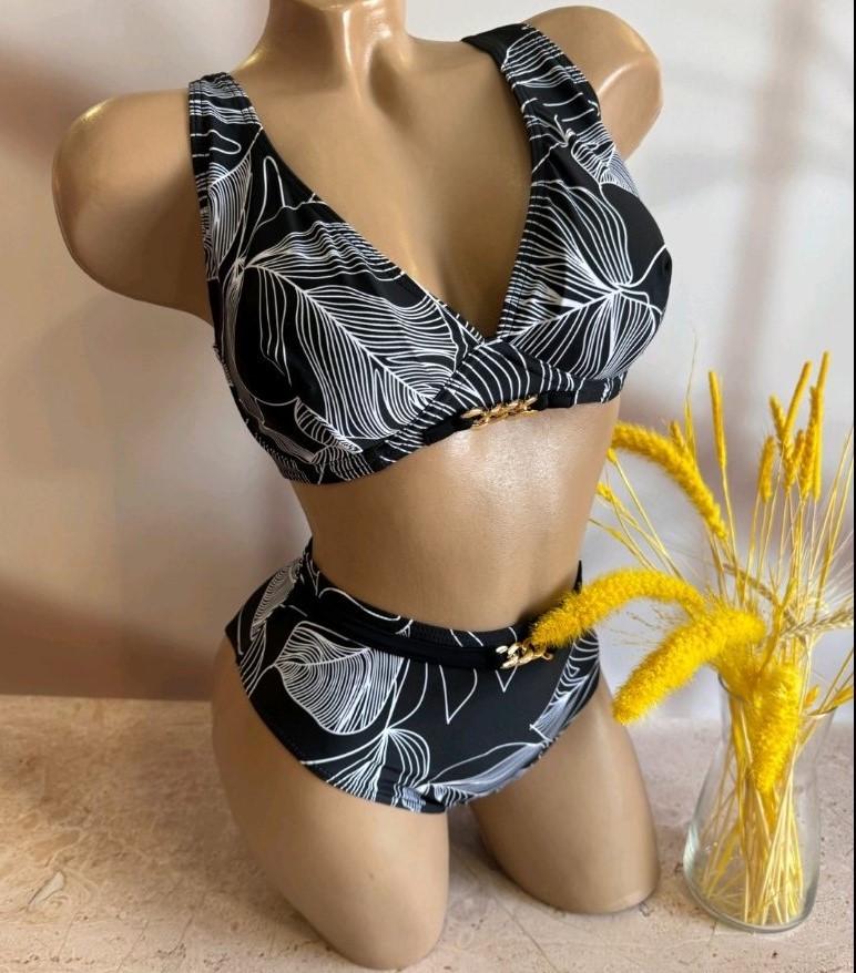 Купальник женский раздельный POLOVI 25147k с мягкими чашками и туника р. 46 Черный/Белый (25147)