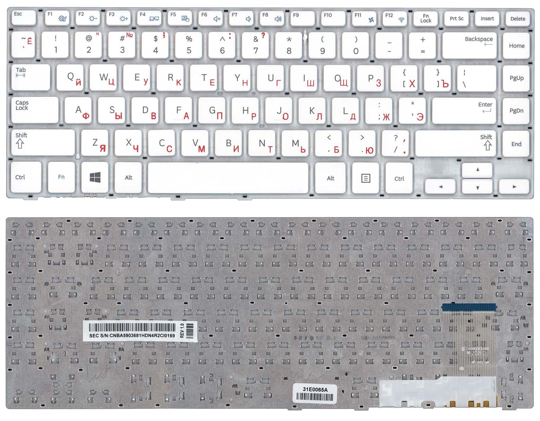 Клавиатура для ноутбука Samsung 470R4E/BA59-03680A White
