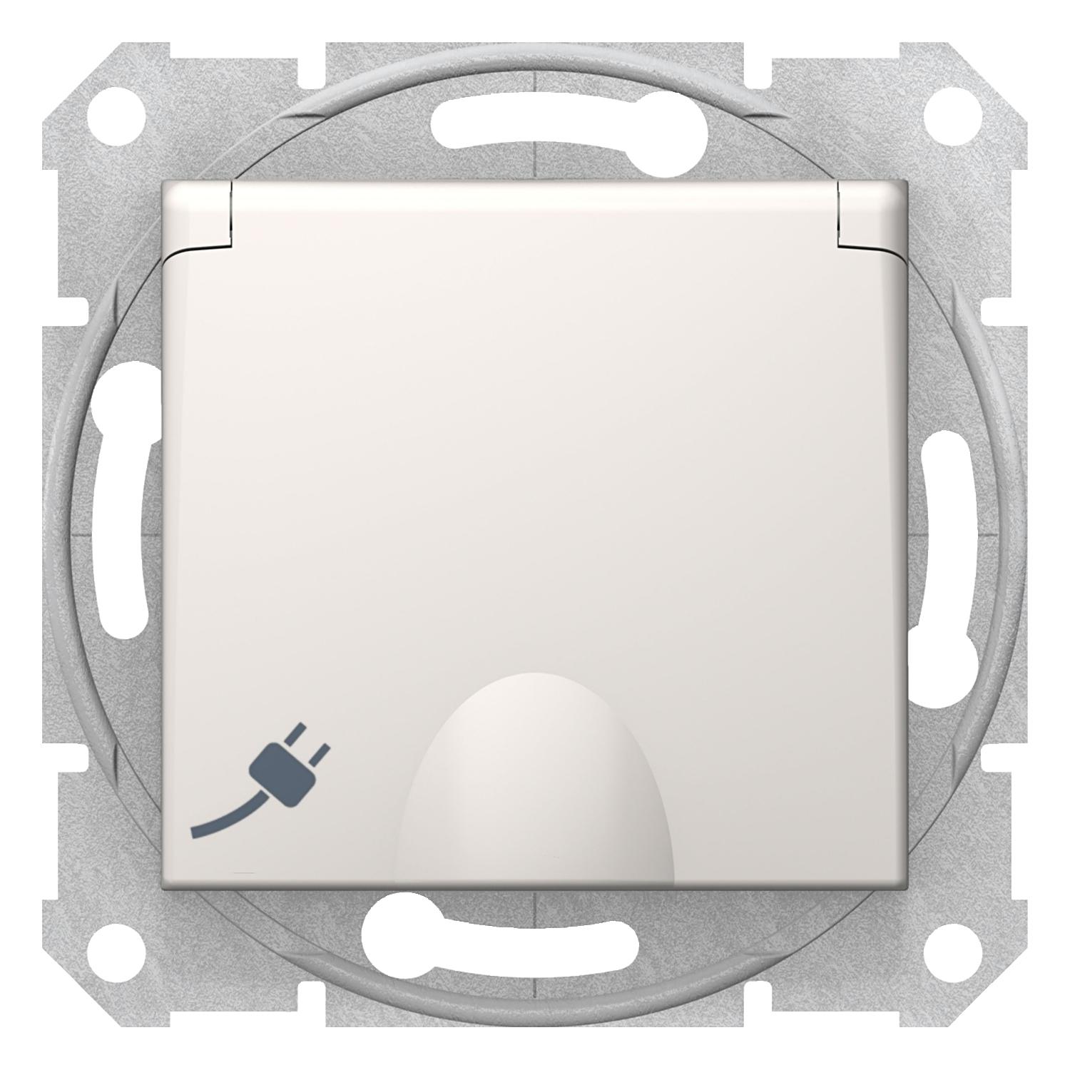 Розетка Schneider Electric Sedna с заземлением и защитными шторками Слоновая кость (SDN3100123)