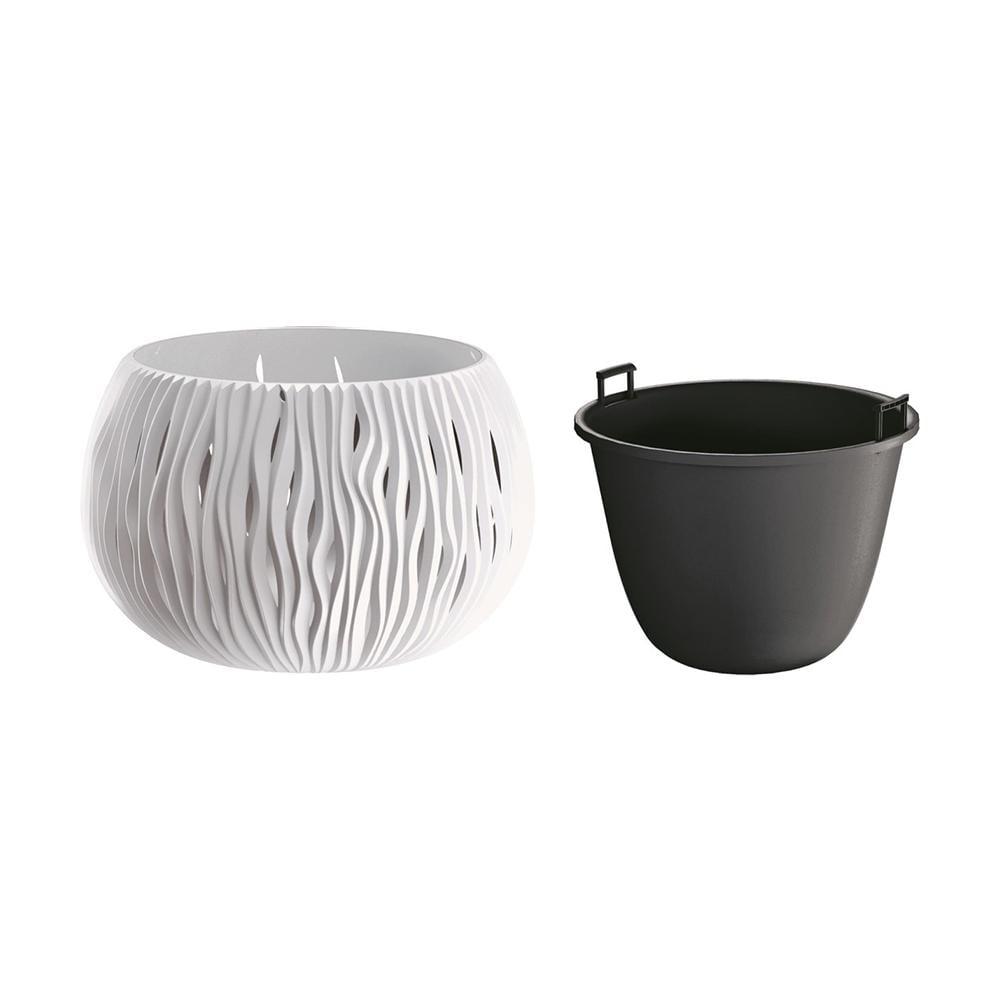 Горшок для цветов Prosperplast Sandy Bowl с вкладышем 29х19 см Белый (23063-449)