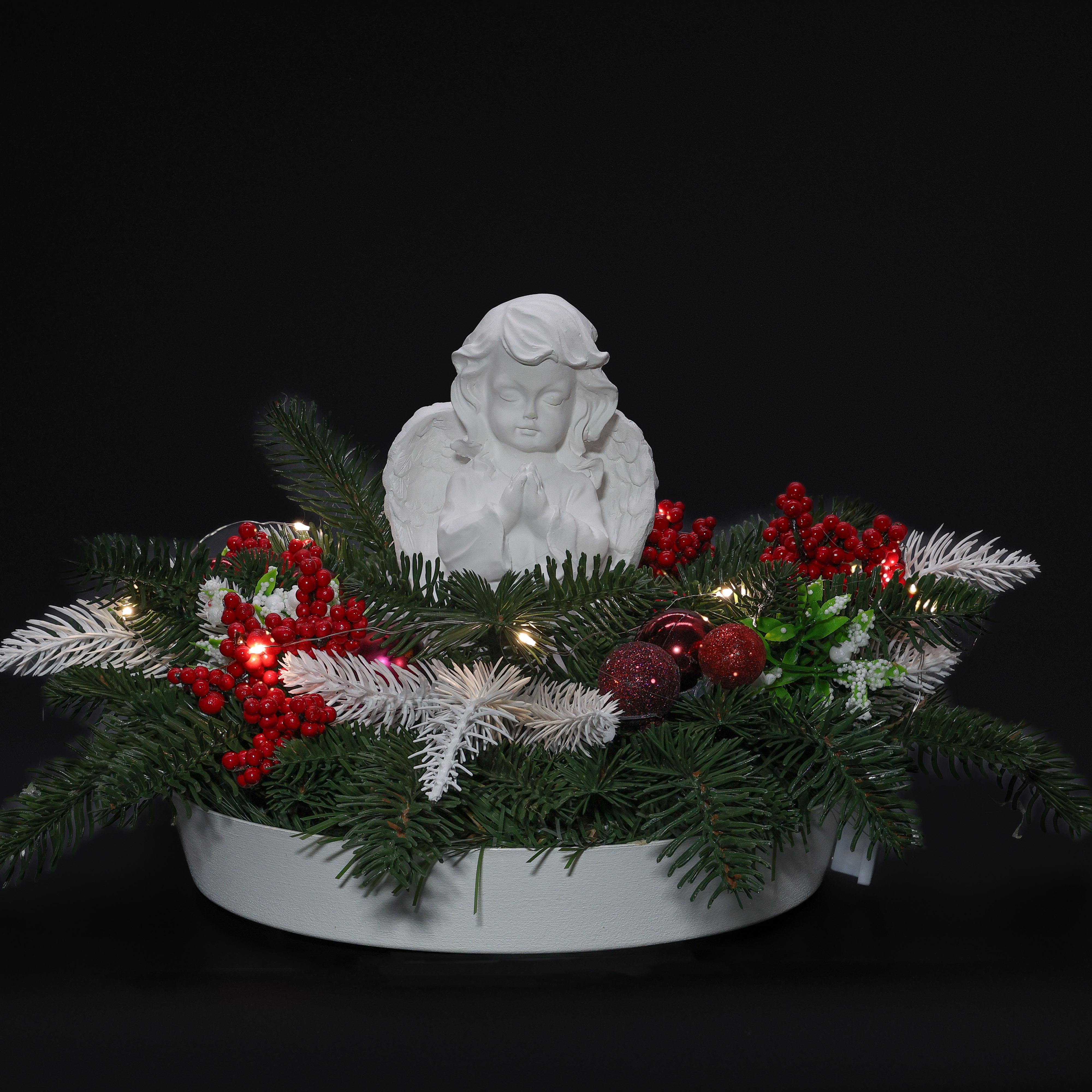 Композиция GALA DECOR с ангелом на отягощенной подставке с лед подсветкой 30х18 см - фото 3