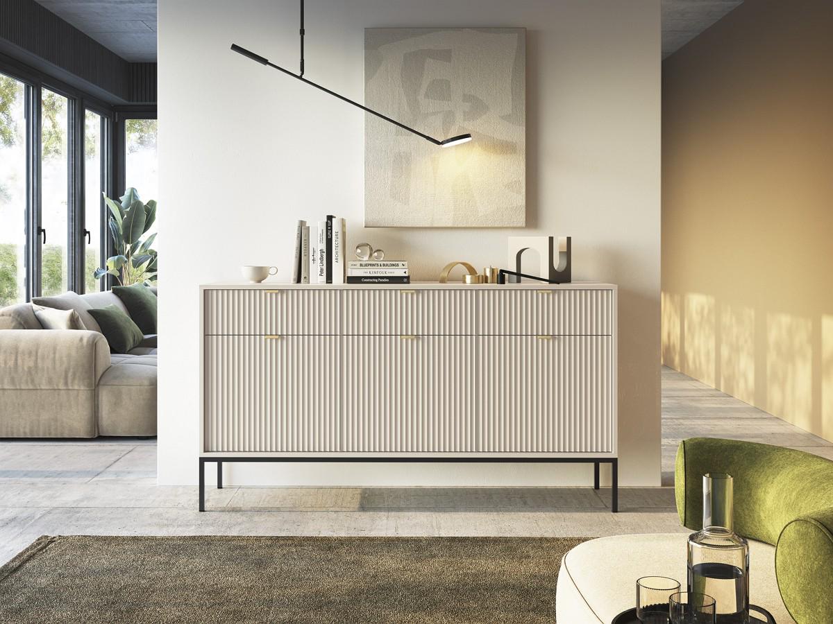 Комод Perfect Home Nova KSZ154 3-дверный с 3 ящиками и черными ножками Кашемир (PFH-091244)