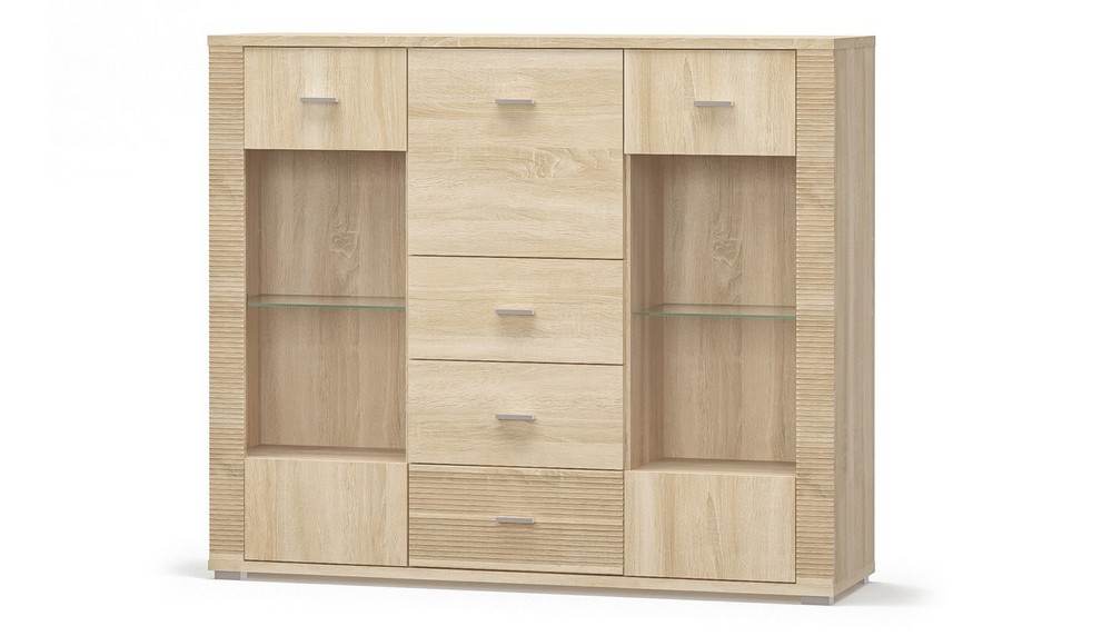 Комод-витрина Меблі-Сервіс Гресс 2В+3Ш Дуб самоа (13557) Комод-витрина Меблі-Сервіс Гресс 2В+3Ш Дуб самоа (13557)