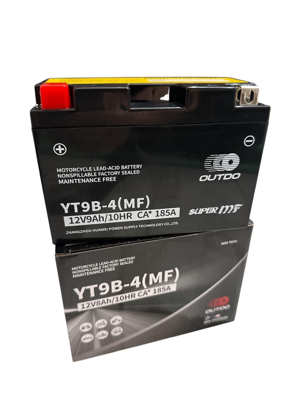 Аккумулятор 12v 9Ah мототехники AGM OUTDO YT9B-4 MF 150х70х105 мм (100009)