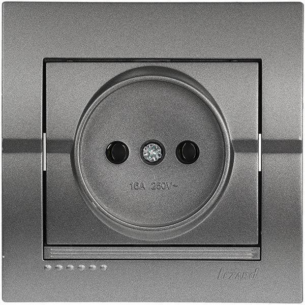 Розетка одинарна Lezard DERIY б/з Графітовий Металік (702-2929-121B)