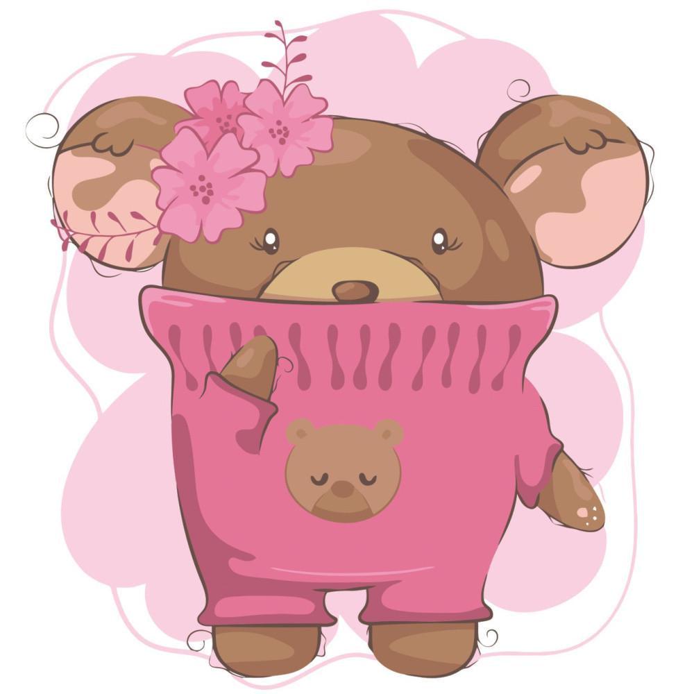 Картина по номерам Strateg Премиум Медвежонок в свитерке с лаком 30х30 см (ES108)