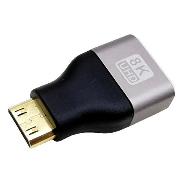 Перехідник-адаптер 8К Mini HDMI Male-HDMI Female SUNROZ Black/grey (A-48710)