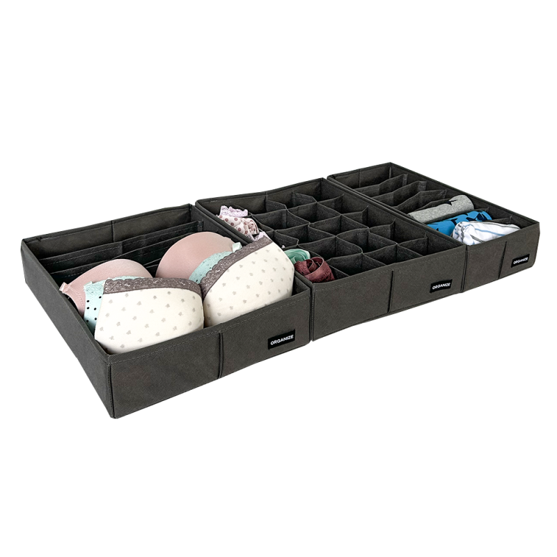 Набір органайзерів для білизни великий 3 шт. Сірий (Gr003) - фото 1