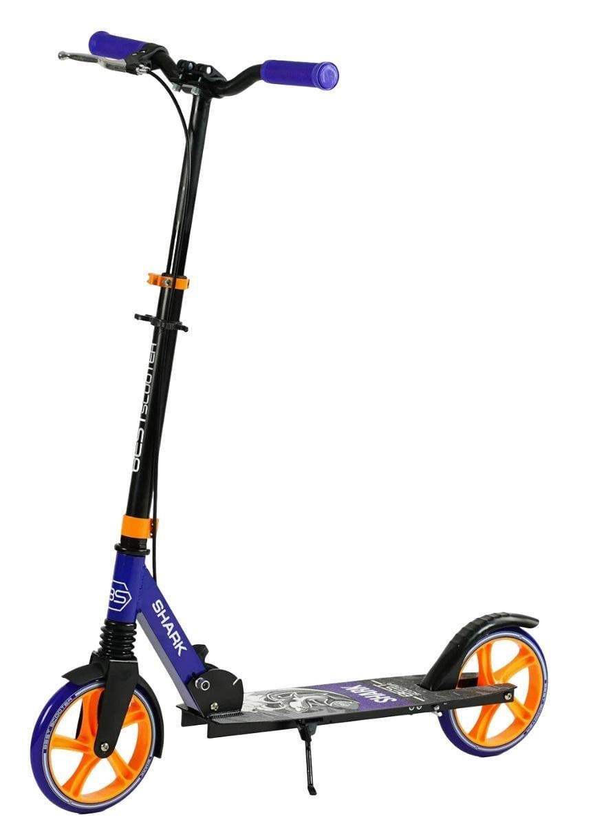 Самокат двухколесный Best Scooter колеса PU/1 амортизатор с ручным тормозом/зажим руля Black/Blue (147536)