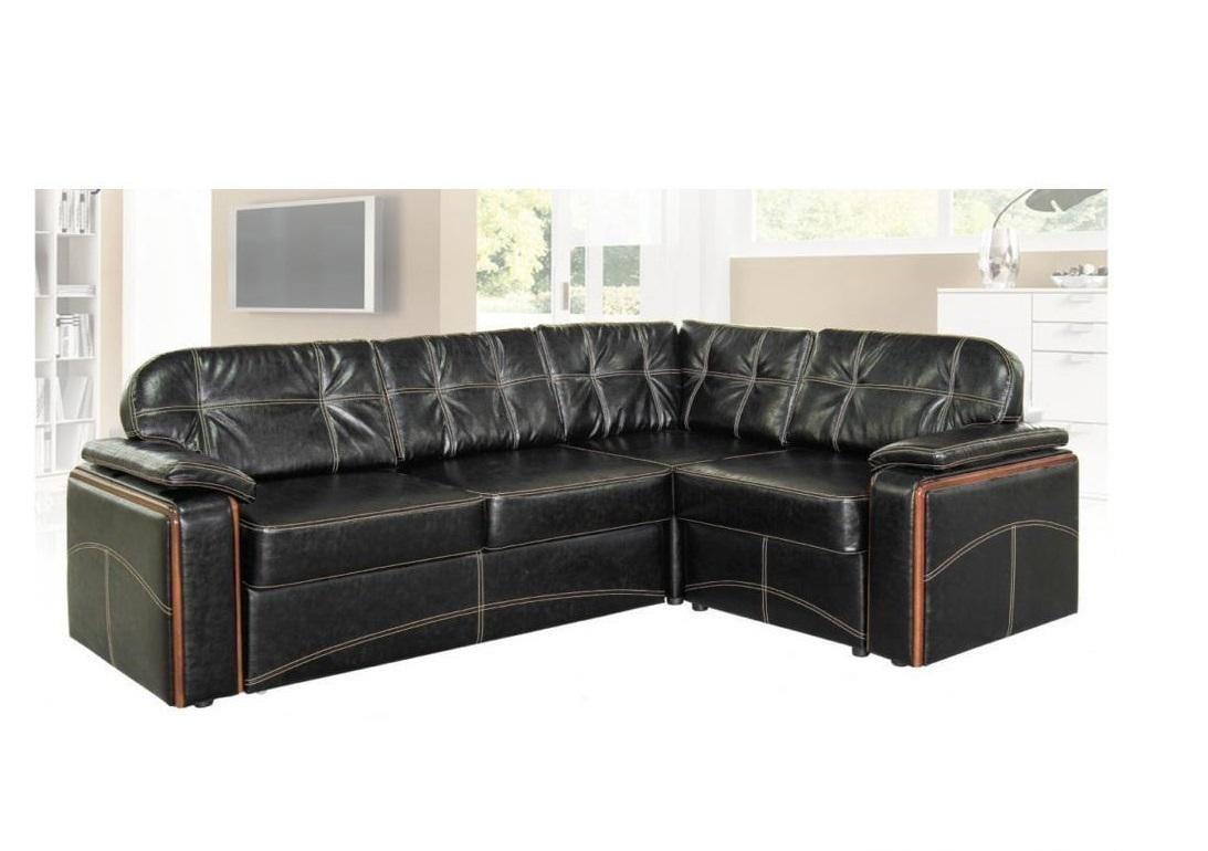 Диван угловой раскладной Мебель-Сервис Лексус ДСП/дерево ткань Диего Черный