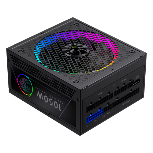 Блок питания GameMax RGB 1050G Черный 1050W ATX 2.53 модульный 80+ Gold 140 мм вентилятор подсветки RGB для ПК (RGB 1050G)
