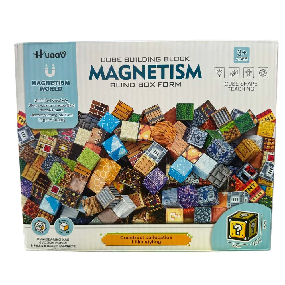 Конструктор магнитный Magnetism World майнкрафт кубики с наклейками 46 дет. (10349)
