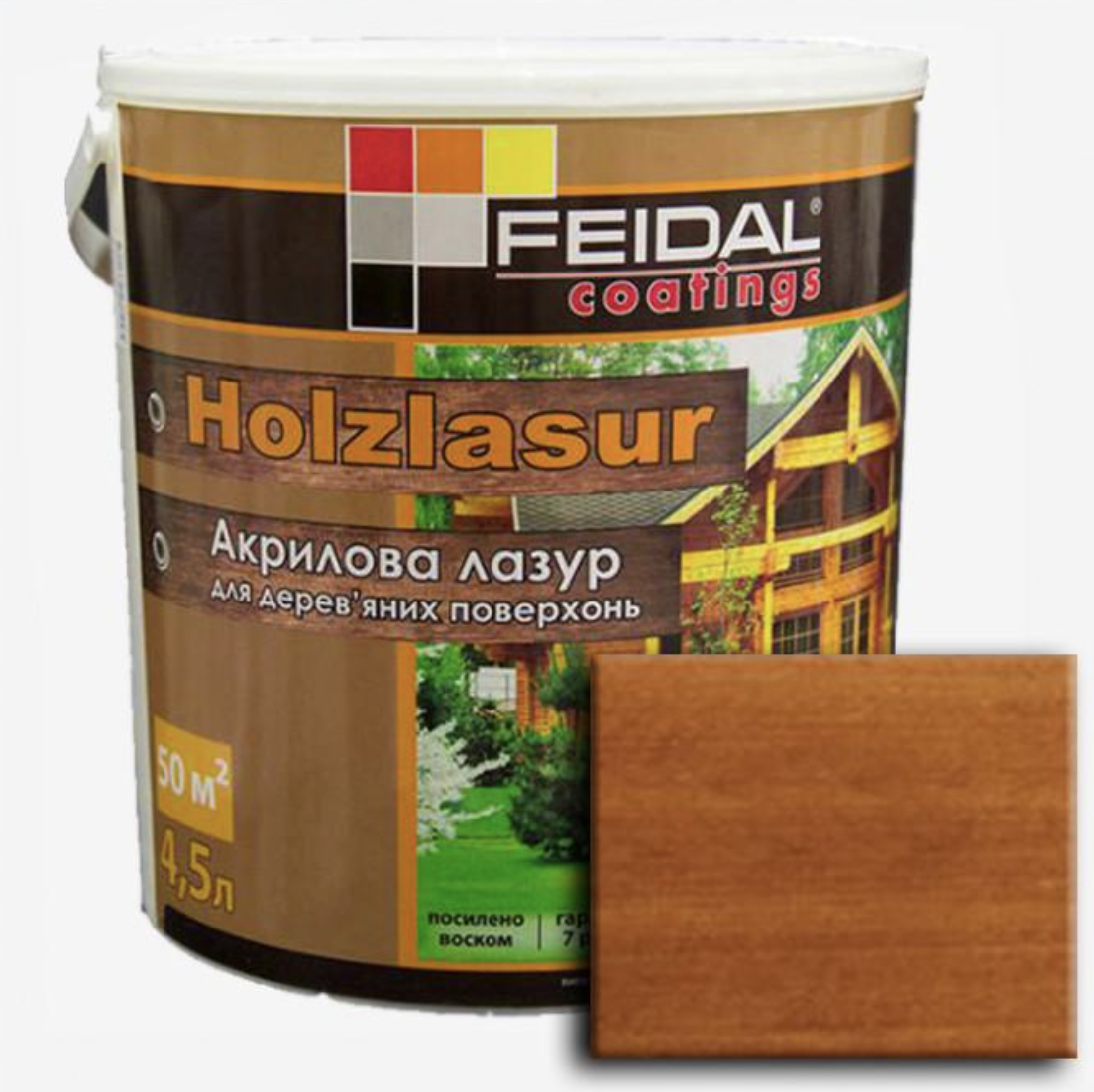 Лазурь акриловая Feidal Holzlasur 4,5 л Тик (27582195) - фото 1 Лазурь акриловая Feidal Holzlasur 4,5 л Тик (27582195) - фото 1