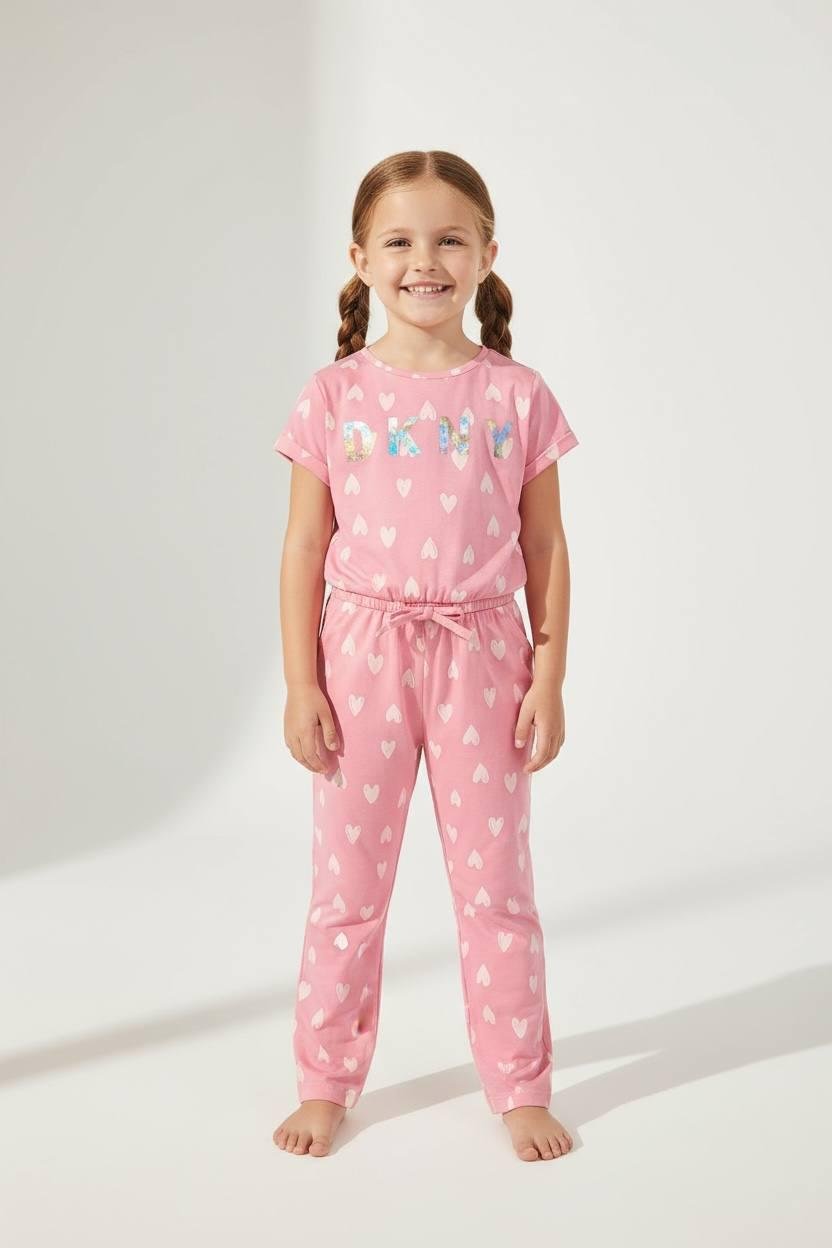Комбінезон DKNY 6 років 116 см з принтом сердечка Рожевий Комбінезон DKNY 6 років 116 см з принтом сердечка Рожевий