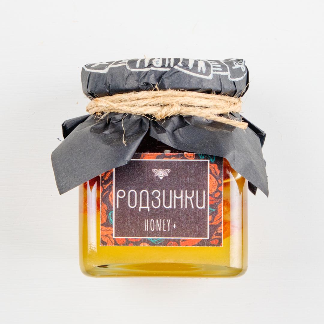 Мед натуральный Honey+ Natural с изюмом 150 г