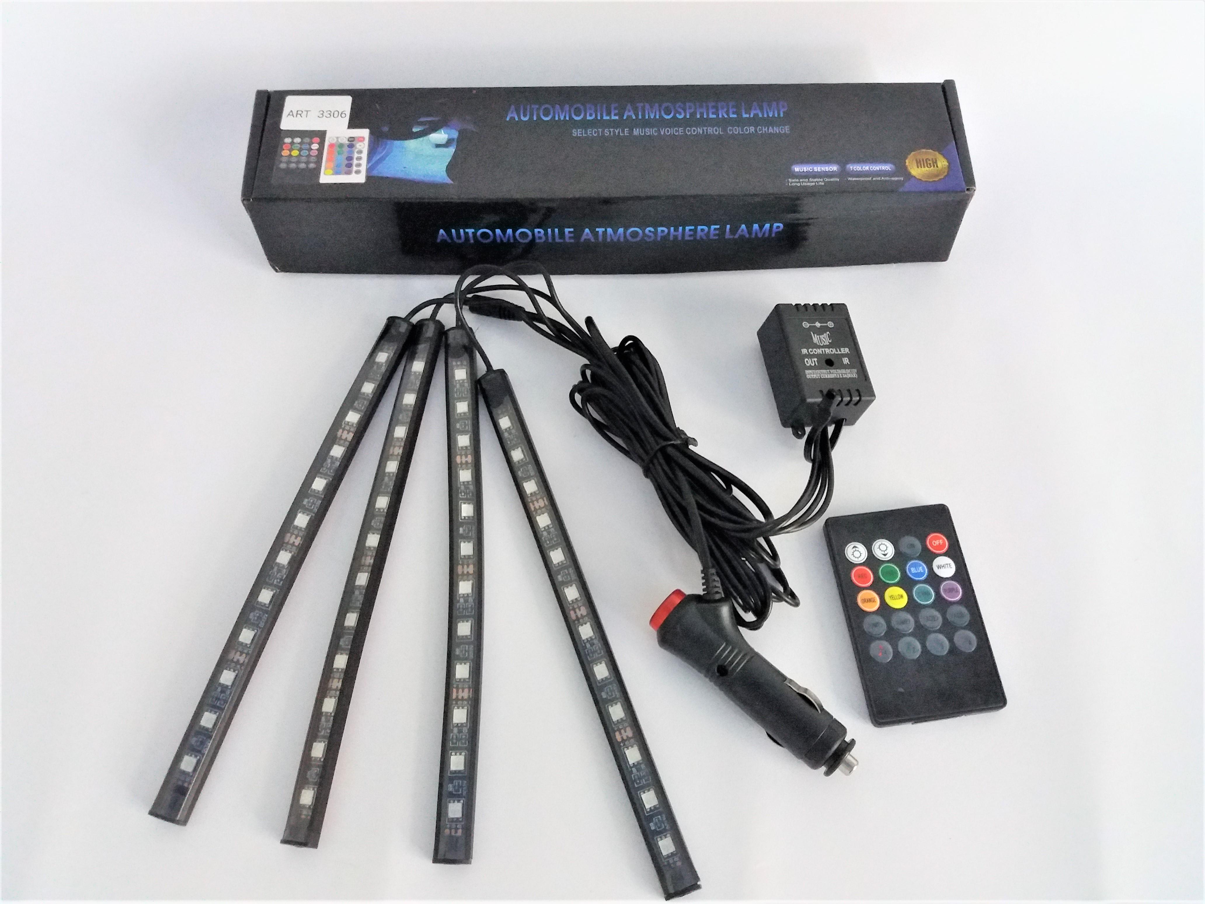 Подсветка автомобильная LED RGB HR-01678 с микрофоном и пультом (4068)