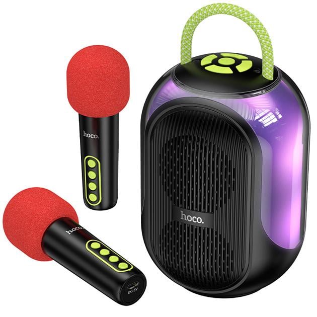 Колонка Hoco DS68 BT6.0 Bluetooth RGB-подсветка TF с 2 микрофонами для караоке 10W Черный (38336348)