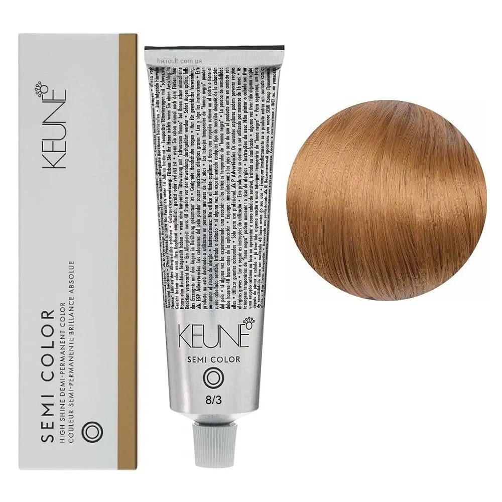 Краска тонирующая безаммиачная для волос Keune Semi Color 8.3 Light Golden Blonde 60 мл