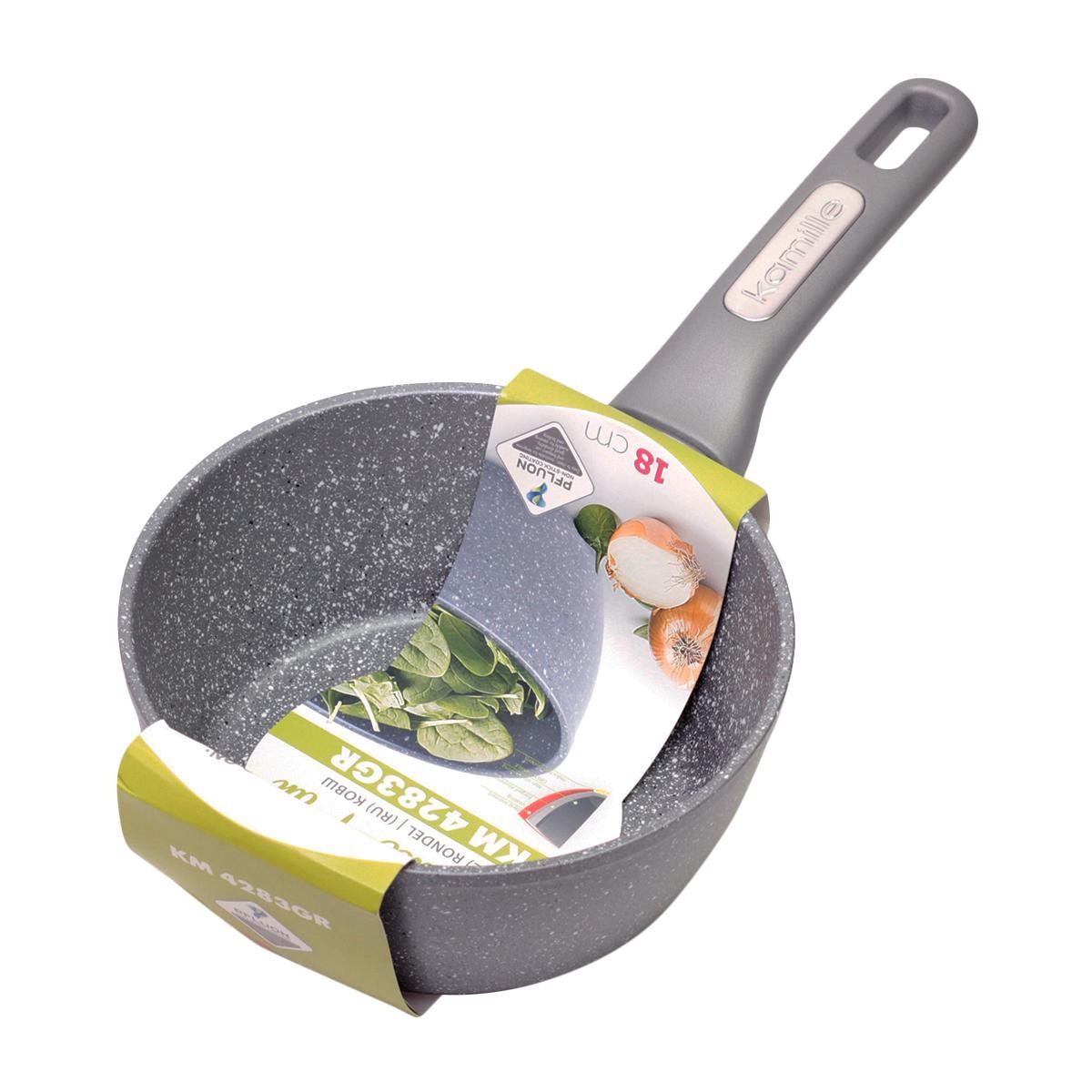 Ковш с антипригарным покрытием Kamille KM-4283GR из литого алюминия с бакелитовой ручкой 1,65 л Серый (124-84-4283GR)