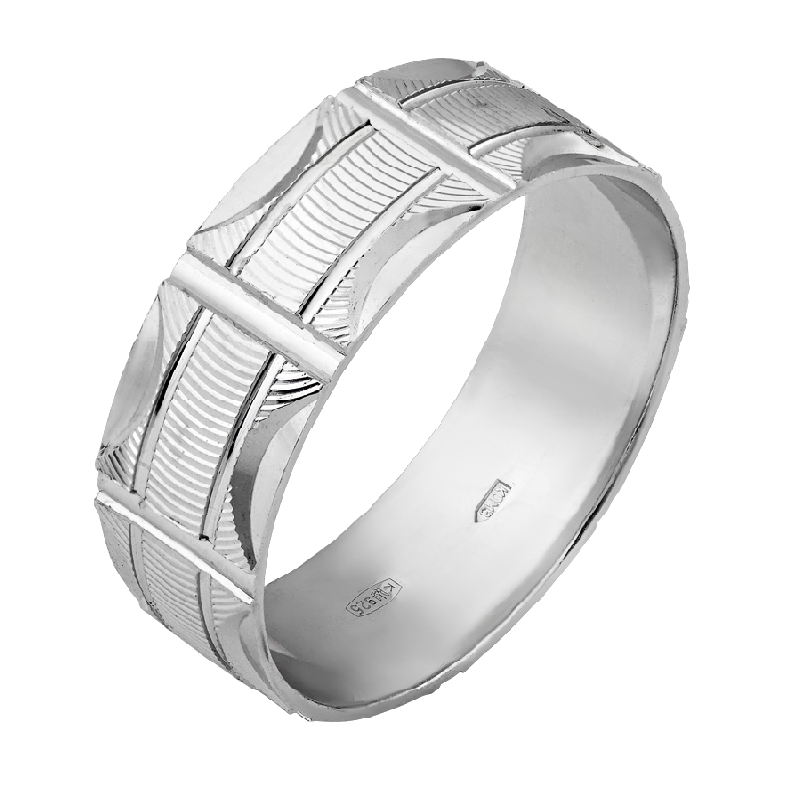 Обручка срібна з об’ємним візерунком на профілі р. 18