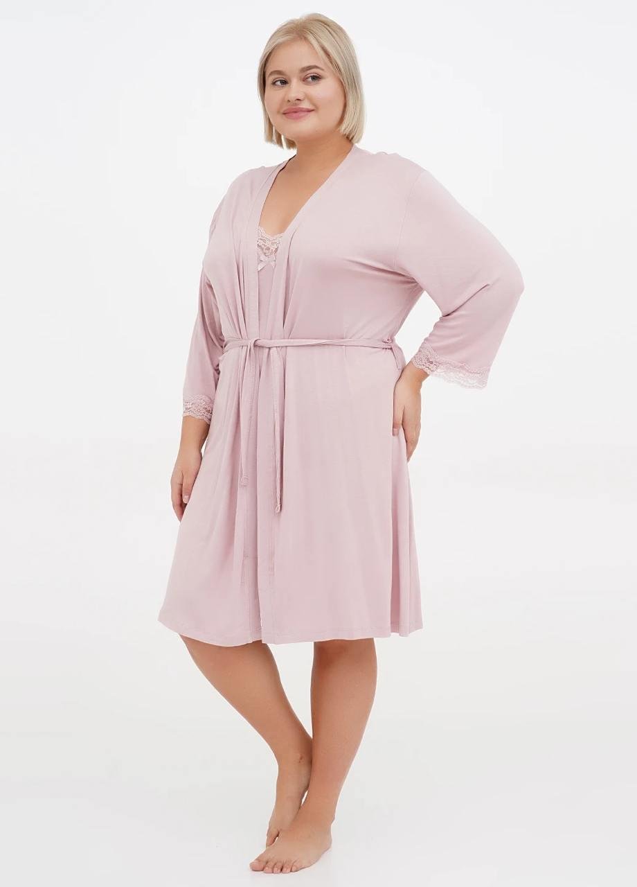 Комплект женский ночная рубашка/халат Cotpark 3XL Пудровый (16175-B-02-3XL)