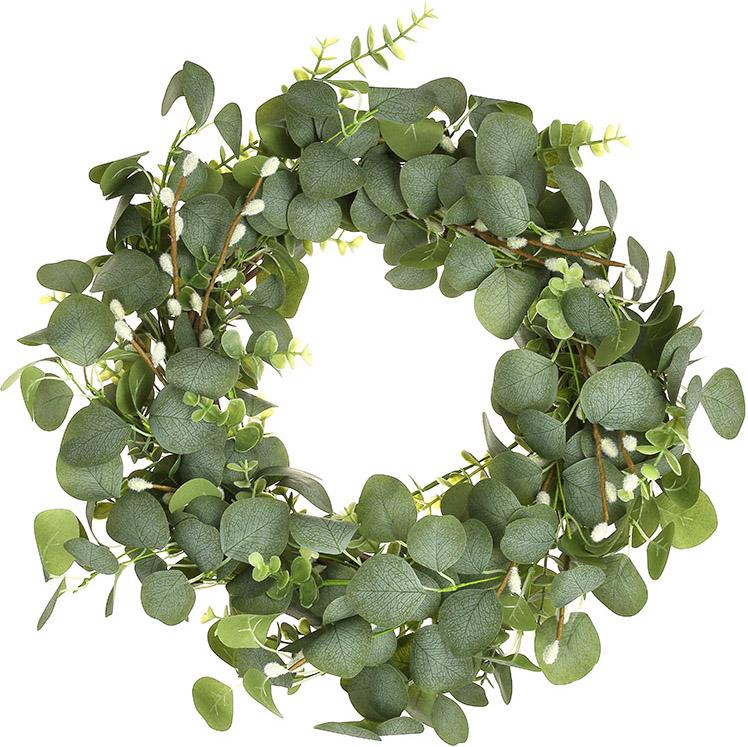 Венок декоративный лист Евкалипта с ивой 50 см