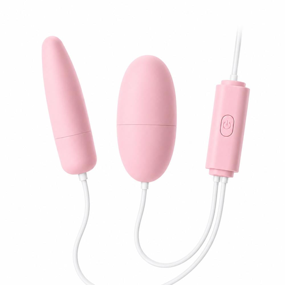 Вібратор подвійний Soft Touch USB з яйцем та кулею 12 режимів медичний силікон Рожевий (3853c694)