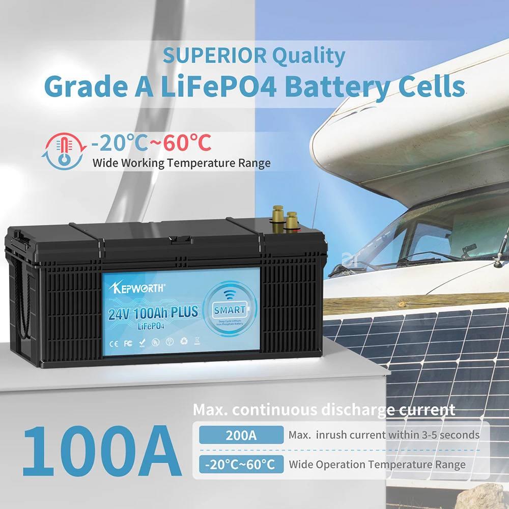 Акумулятор для ДБЖ с Bluetooth Kepworth BMS LifePo4 100 Ah 24V 2560Wh (KW24100) - фото 6 Акумулятор для ДБЖ с Bluetooth Kepworth BMS LifePo4 100 Ah 24V 2560Wh (KW24100) - фото 6