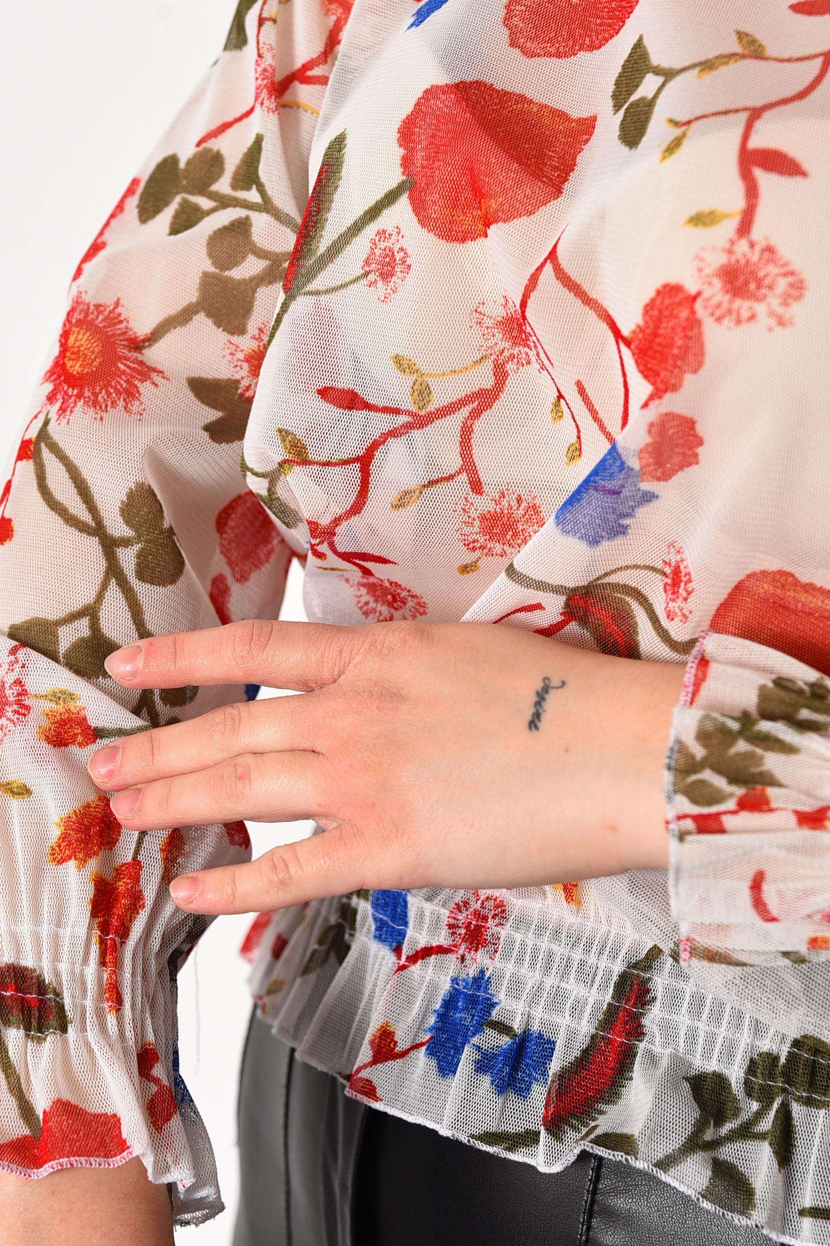 Блуза женская в сеточку с принтом р. 42 Белый (173823) - фото 4 Блуза женская в сеточку с принтом р. 42 Белый (173823) - фото 4