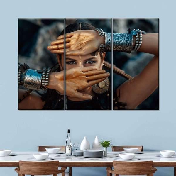 Модульная картина KIL Art Мистический взгляд из трех частей 128x81 см (M3_L_137)