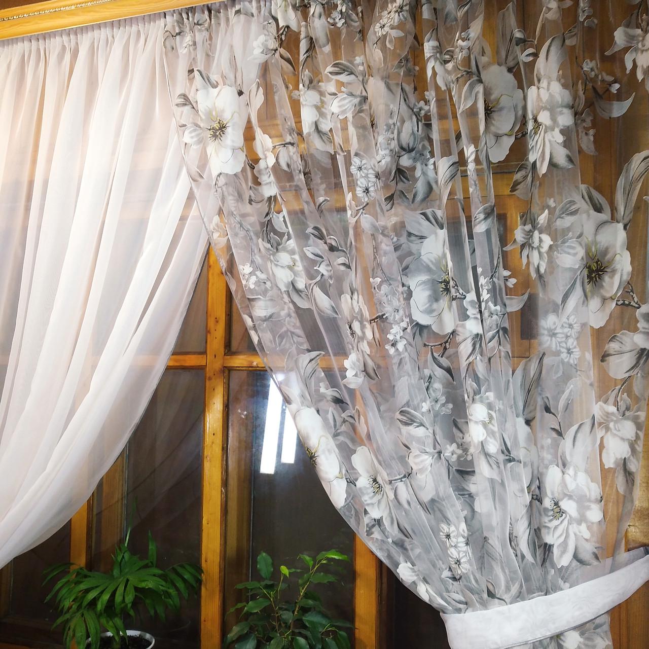 Шторы Вероника Белый/Яблочное цветение/Серый (1071482761) - фото 4 Шторы Вероника Белый/Яблочное цветение/Серый (1071482761) - фото 4