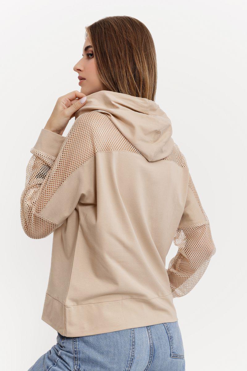 Худі жіночий з капюшоном Ager 102R5184 р. 56-58 Бежевий (9624364) - фото 4 Худі жіночий з капюшоном Ager 102R5184 р. 56-58 Бежевий (9624364) - фото 4