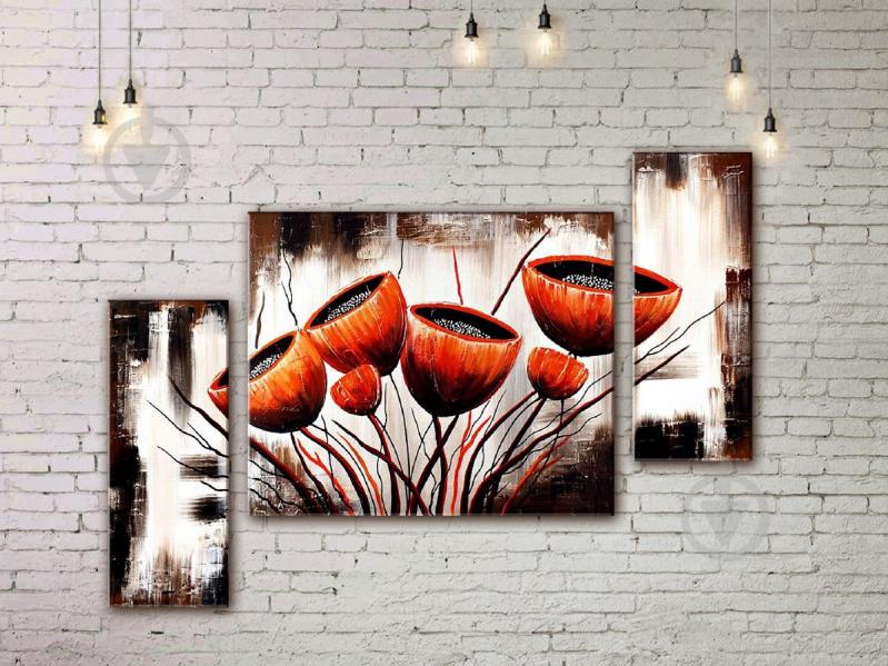 Модульна картина акрилом квіти ArtStar MHM17_3_132 розмір 60 х 110 см