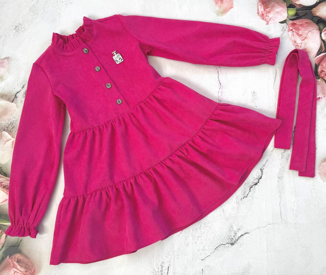 Сукня для дівчинки вельветова 146 см Малиновий (D-7300-146м) - фото 6