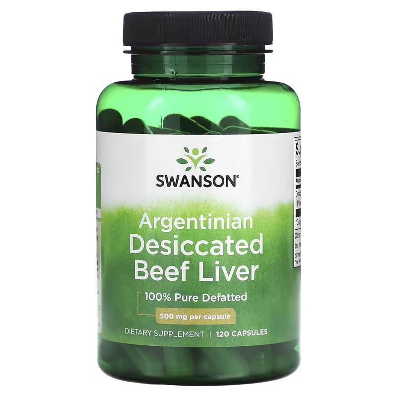 Печень говяжья Swanson Desiccated Beef Liver 500 мг 120 капсул