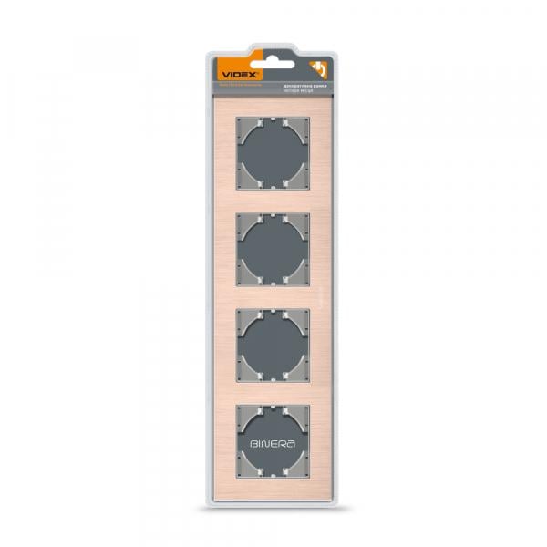 Рамка Videx на 4 місця горизонтальна Мідний алюміній Рамка Videx на 4 місця горизонтальна Мідний алюміній