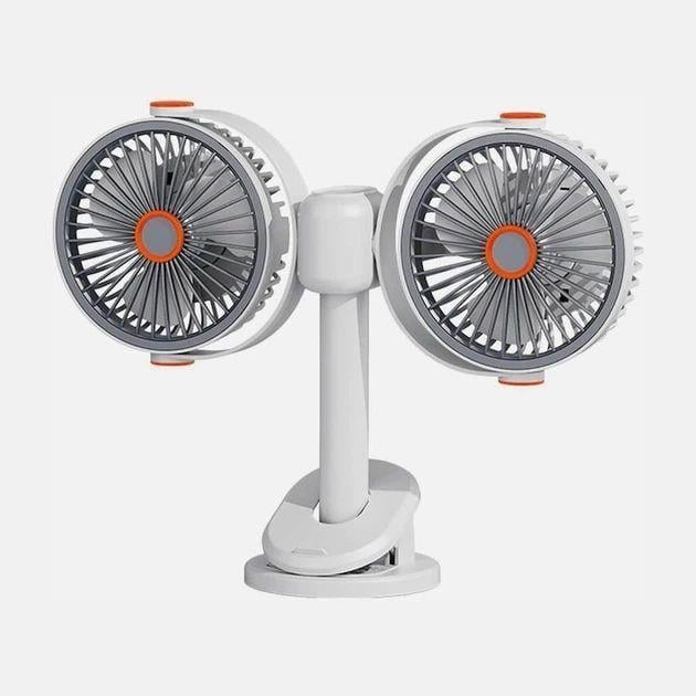 Вентилятор двойной настольный USB Double Ended с аккумулятором LED подсветкой и прищепкой (10586)