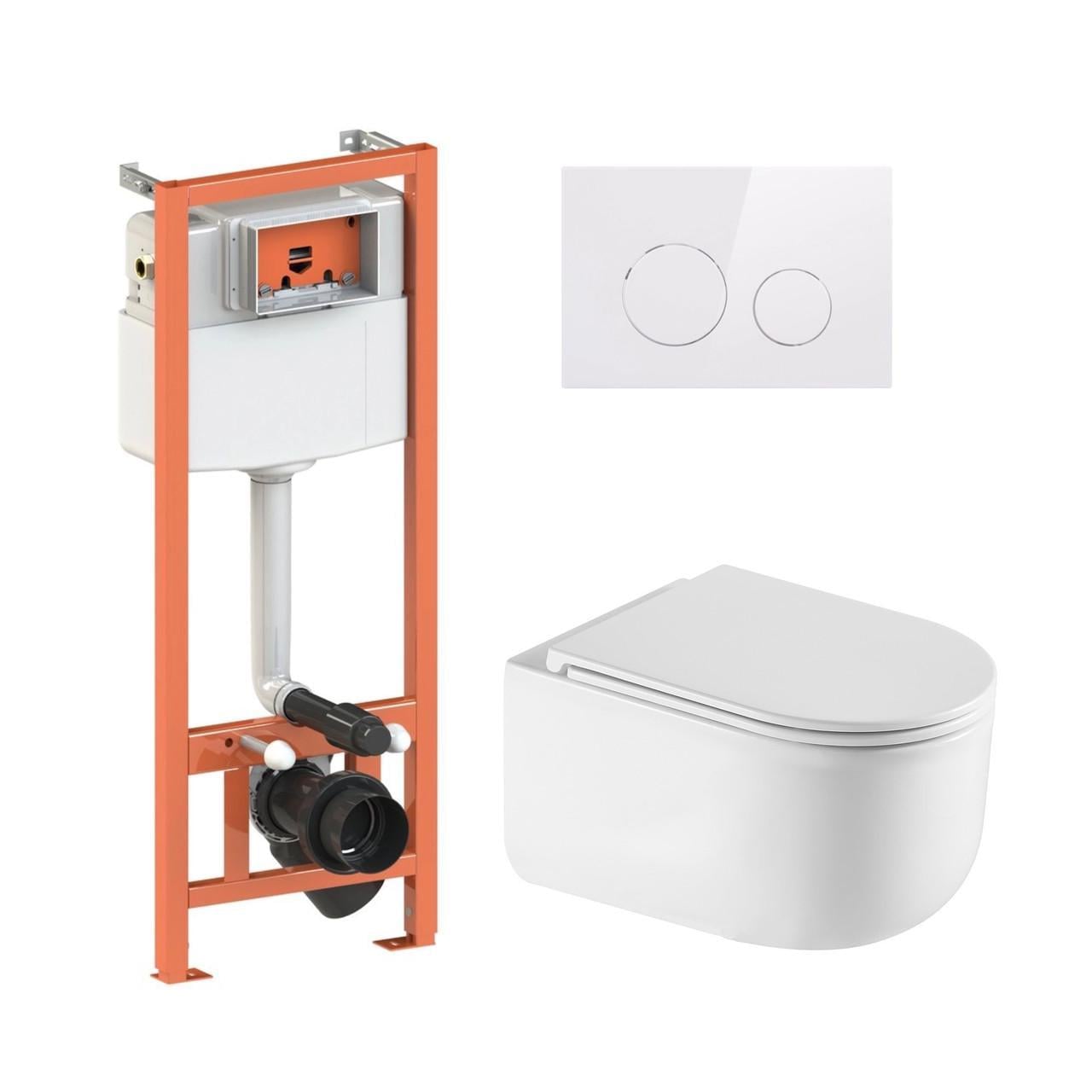 Готовое решение Qtap для ванной комнаты Подвесной унитаз Taurus Ultra Quiet 485×360×350 и комплект инсталляции Nest