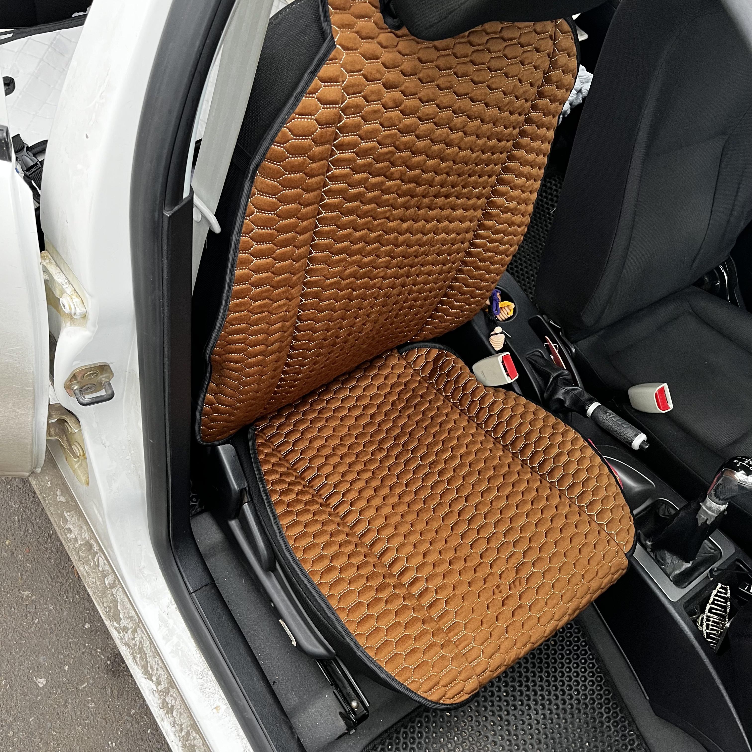 Накидка універсальна на переднє сидіння авто з алькантари 1 шт. Коричневий - фото 3 Накидка універсальна на переднє сидіння авто з алькантари 1 шт. Коричневий - фото 3