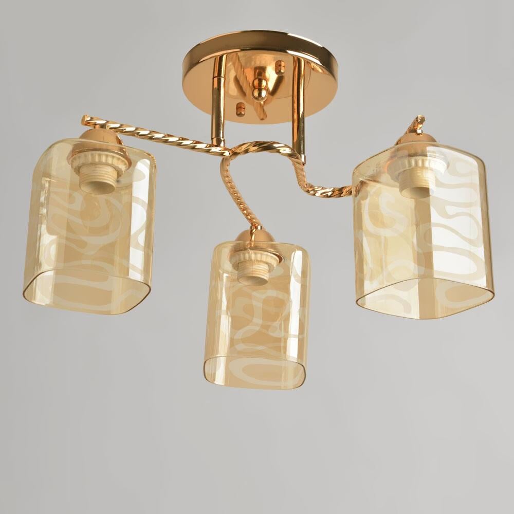 Люстра стельова Light House SRS-19518/3А FG з візерунком Золотий/Бурштиновий