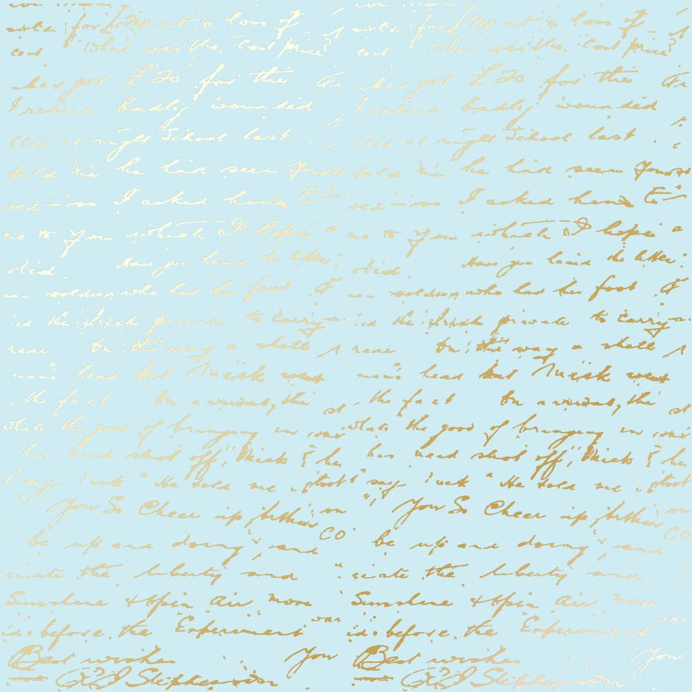 Лист бумаги односторонний Golden Text с фольгированием 30,5х30,5 см Blue
