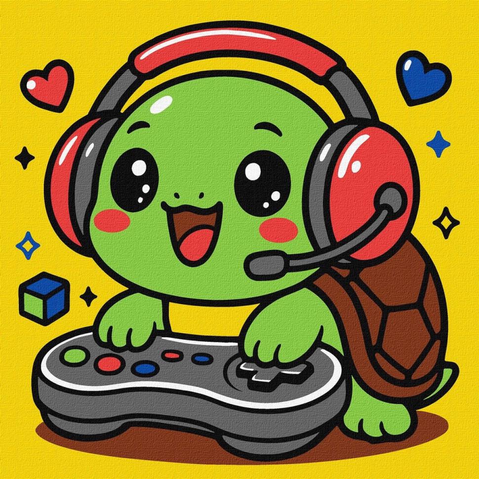 Картина за номерами Ideyka Черепашка геймер KHO1287 25х25 см (RLT55921)