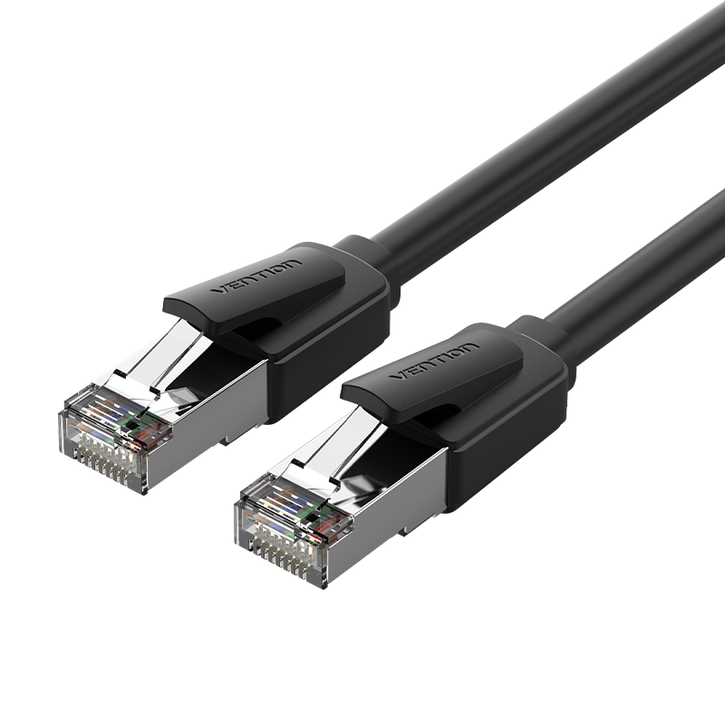 Патч-корд Vention RJ45 1 м Cat8 до 40 Гбіт/с екранування SFTP провідники з безкисневої міді 2000 МГц Чорний (IKKBF)