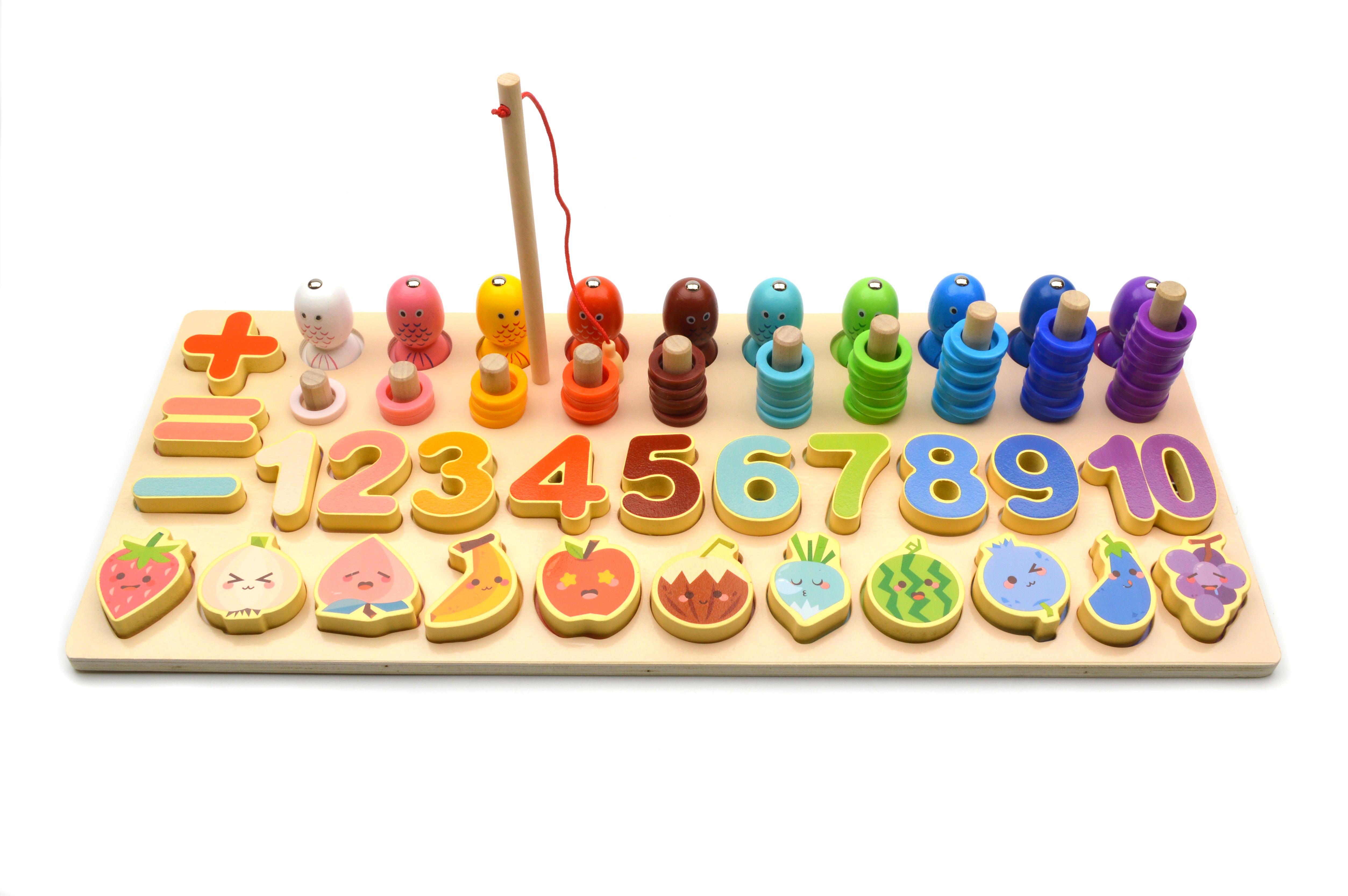 Дошка логічна дерев'яна сортер/риболовля/цифри/форми/кольори (74472)