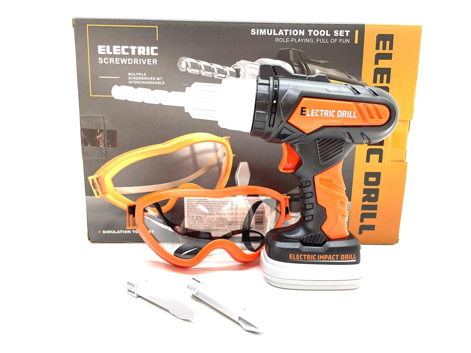 Набір інструментів дитячий шуруповерт та окуляри Чорно-помаранчевий (778-4) - фото 6