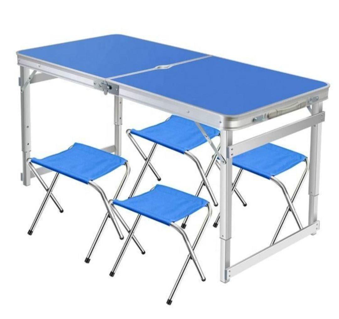 Стіл складаний та стільці 120х60х70 см 4 шт. Синій (SP32S) - фото 1
