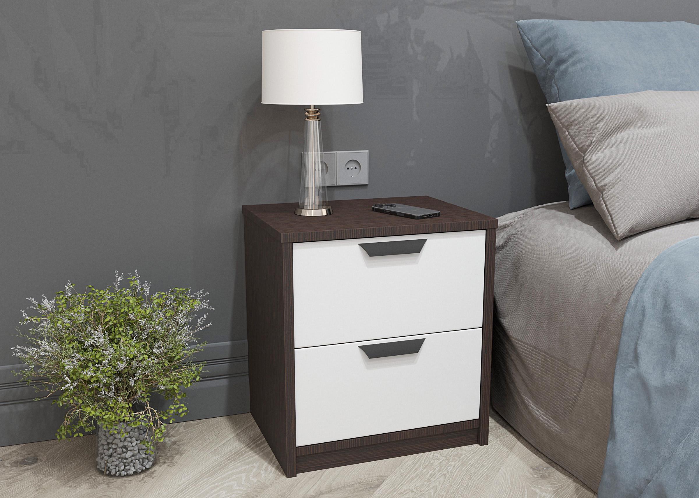 Тумба приліжкова T-203 450х490х356 мм Венге темний/Білий - фото 1