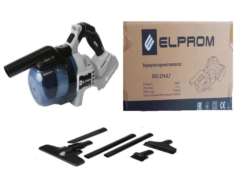 Пылесос аккумуляторный ELPROM EVC-21V-0,7 без аккумулятора/зарядного устройства (37017785)