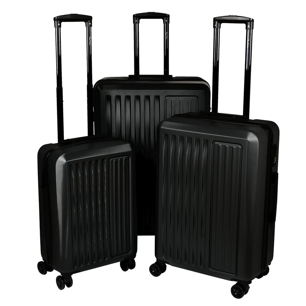 Комплект чемоданов Stenson R33424-BL пластиковый корпус 3 размера Черный (615495)